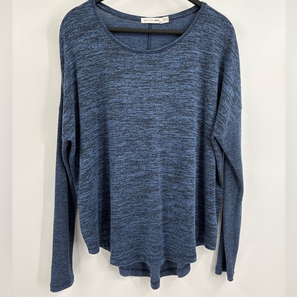 Rag & Bone Amelie Relaxed Long Sleeve Ribbed Tee in Blue Long Sleeve Size Medium - Picture 2 of 12